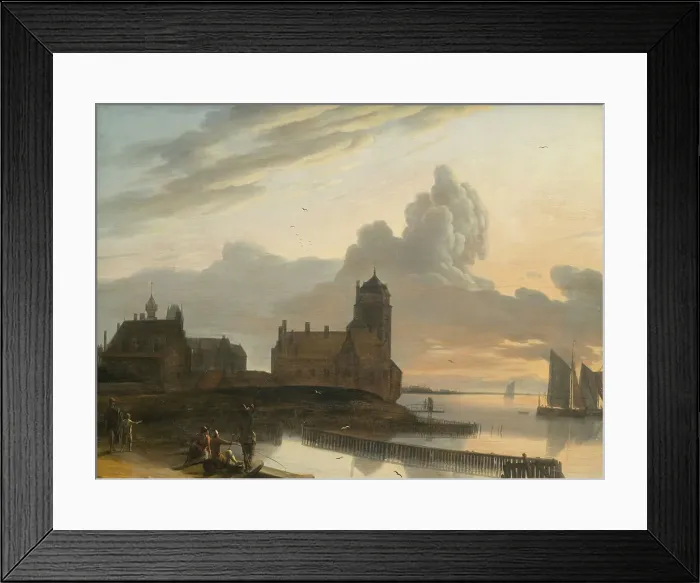 Framed Print : German River Landscape with a Town, 1660. Creator: Gerrit Berckheyde Framed Print : German River Landscape with a Town, 1660. Creator: Gerrit Berckheyde