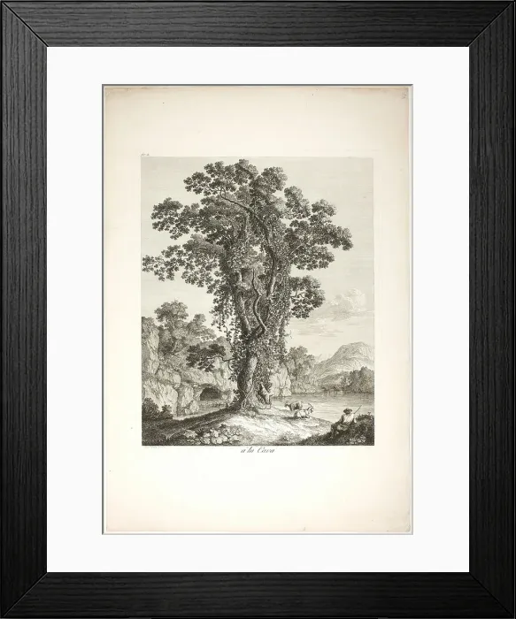 Framed Print : Near la Cava, from Suite de IV Vues Dessinées Dans le Roiaume de Naples, 1779. Creator: Jacob Philip Hackert Framed Print : Near la Cava, from Suite de IV Vues Dessinées Dans le Roiaume de Naples, 1779. Creator: Jacob Philip Hackert