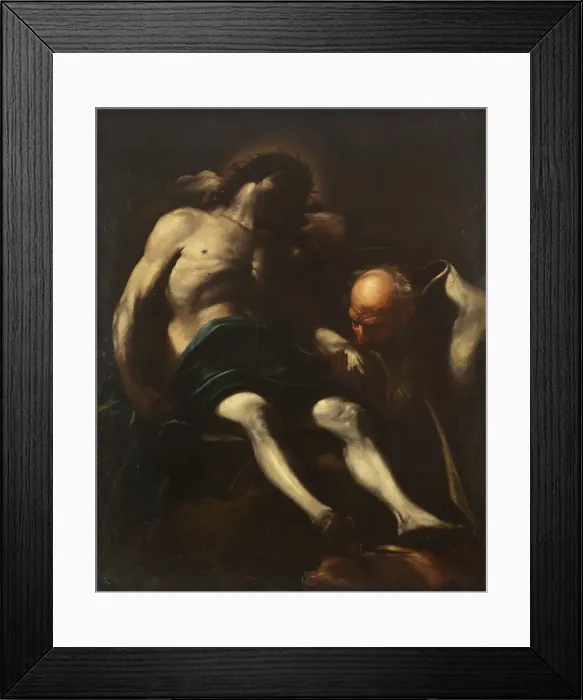 Framed Print : Christ buried by Joseph of Arimathea, 17th century. Creator: Giacinto Brandi Framed Print : Christ buried by Joseph of Arimathea, 17th century. Creator: Giacinto Brandi