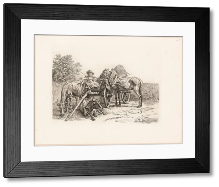 Framed Print : Farmer and His Cart, 1834. Creator: Johann Adam Klein Framed Print : Farmer and His Cart, 1834. Creator: Johann Adam Klein