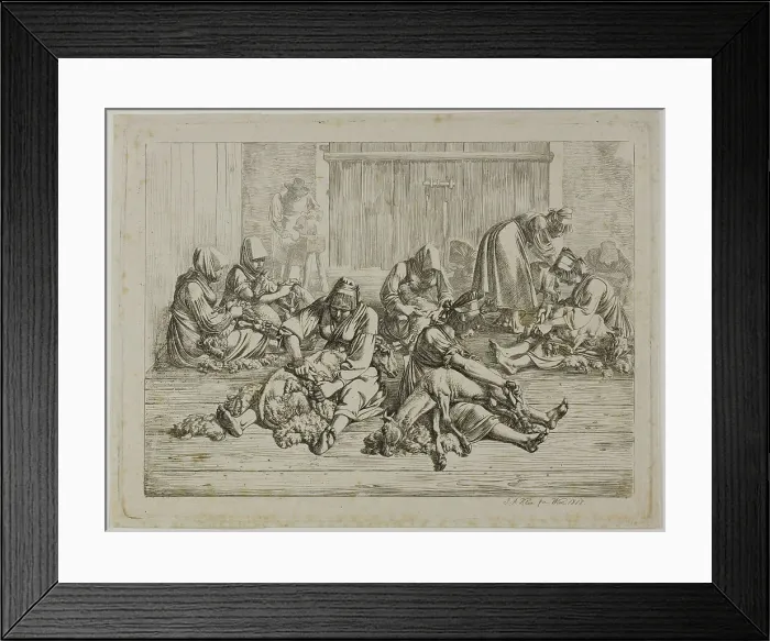 Framed Print : Sheepshearing, 1818. Creator: Johann Adam Klein Framed Print : Sheepshearing, 1818. Creator: Johann Adam Klein