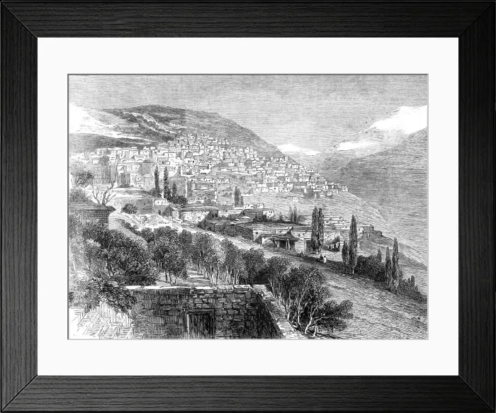 Framed Print : Deir-el-Kamr, on the southern side of Mount Lebanon, lately destroyed by the Druses, 1860. Creator: Unknown Framed Print : Deir-el-Kamr, on the southern side of Mount Lebanon, lately destroyed by the Druses, 1860. Creator: Unknown