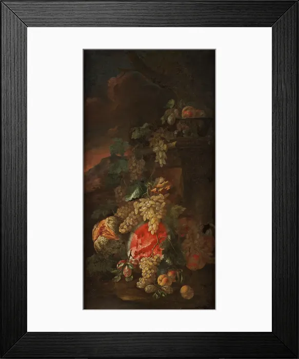 Framed Print : Fruit Piece with a Landscape Background. Creator: Giovanni Paolo Spadino Framed Print : Fruit Piece with a Landscape Background. Creator: Giovanni Paolo Spadino