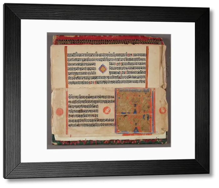 Framed Print : Eleven Folios and Two Covers from Various Jain Manuscripts (image 1 of 2), late 19th century. Creator: Unknown