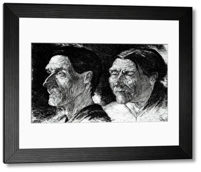 Framed Print : Two studies of heads, c1896. Creator: Edmund Klotz Framed Print : Two studies of heads, c1896. Creator: Edmund Klotz