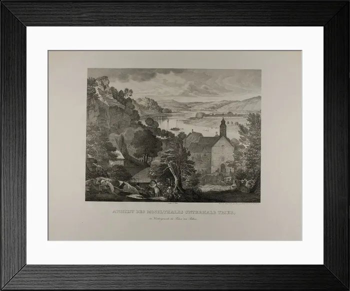 Framed Print : View of the Mosel Valley below Trier with the Rocks of Pallien in the Foreground, 1824 / 27. Creator: Johann Anton Ramboux Framed Print : View of the Mosel Valley below Trier with the Rocks of Pallien in the Foreground, 1824 / 27. Creator: Johann Anton Ramboux