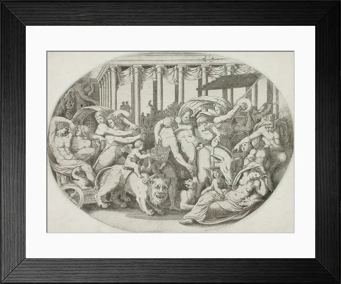 Framed Print : Triumph of Bacchus, 1543. Creator: Enea Vico Framed Print : Triumph of Bacchus, 1543. Creator: Enea Vico