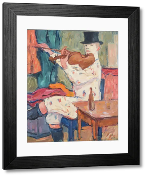 Framed Print : A Clown Playing the Violin, 1915. Creator: Gosta von Hennigs Framed Print : A Clown Playing the Violin, 1915. Creator: Gosta von Hennigs