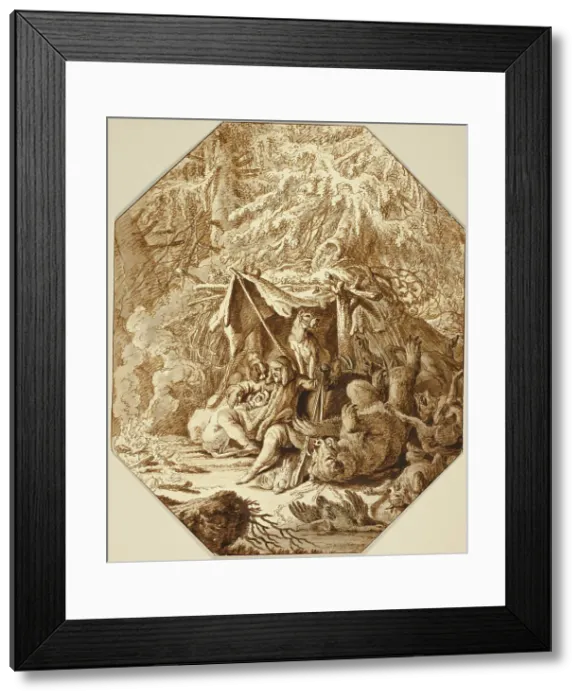 Framed Print : The Daring Hunter, Enduring in Winter, n.d. Creator: Johann Elias Ridinger Framed Print : The Daring Hunter, Enduring in Winter, n.d. Creator: Johann Elias Ridinger