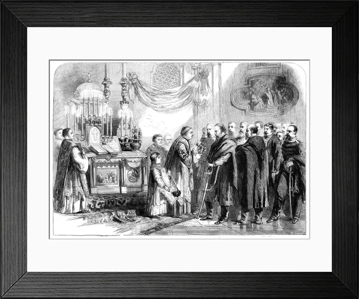 Framed Print : The Revolution in Naples - Garibaldi at the Shrine of the Virgin of Piedigrotta on the 8th... 1860. Creator: W Thomas Framed Print : The Revolution in Naples - Garibaldi at the Shrine of the Virgin of Piedigrotta on the 8th... 1860. Creator: W Thomas