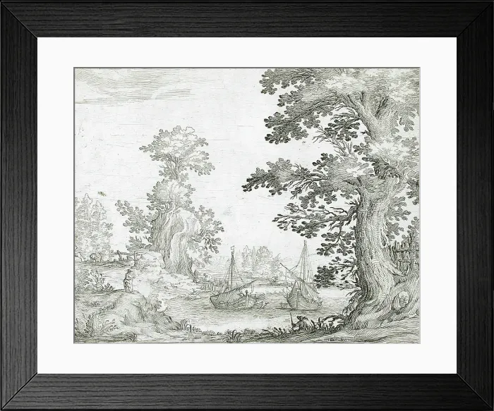 Framed Print : Landscape with Two Boats, between 1630 and 1645. Creator: Ercole Bazicaluva Framed Print : Landscape with Two Boats, between 1630 and 1645. Creator: Ercole Bazicaluva