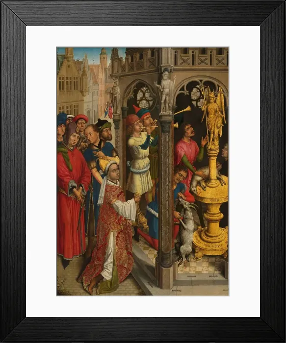 Framed Print : Augustine Sacrificing to an Idol of the Manichaeans (?), c.1480. Creator: Aert van den Bossche
