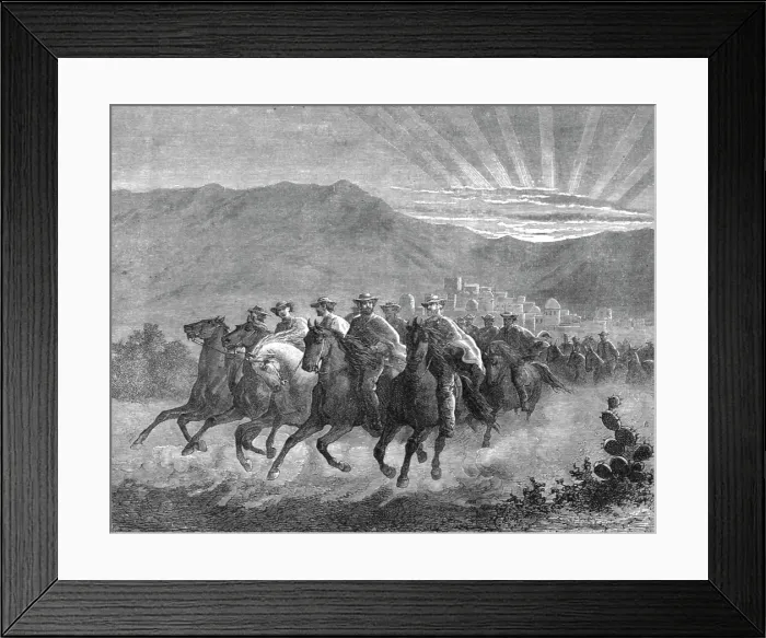 Framed Print : Starting to re-cross the Pampas; Frontier Adventures in the Argentine Republic, 1875. Creator: Unknown Framed Print : Starting to re-cross the Pampas; Frontier Adventures in the Argentine Republic, 1875. Creator: Unknown