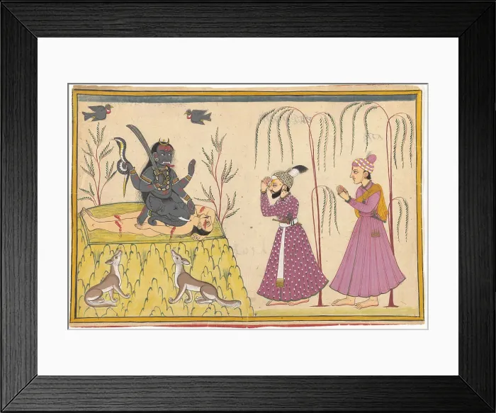 Framed Print : Raja Surma Sen (Reigned 1781-1788) and His Attendant Nagatu Worshipping the Goddess Kali, c1785. Creator: Unknown Framed Print : Raja Surma Sen (Reigned 1781-1788) and His Attendant Nagatu Worshipping the Goddess Kali, c1785. Creator: Unknown