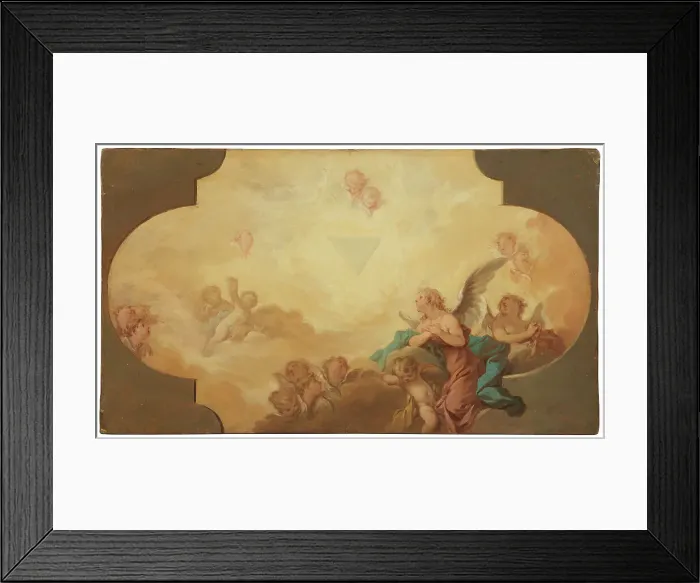 Framed Print : Angels Looking up at the Eye of God. Study, early-mid-18th century. Creator: Guillaume-Thomas Taraval Framed Print : Angels Looking up at the Eye of God. Study, early-mid-18th century. Creator: Guillaume-Thomas Taraval