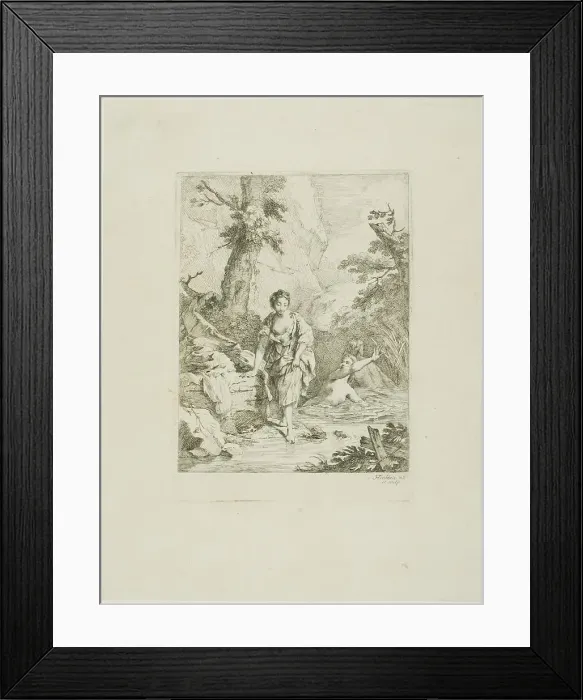 Framed Print : Three Female Bathers, Two in the Water, the Third Getting in by Herself, 1742 / 89. Creator: Johann Heinrich Tischbein Framed Print : Three Female Bathers, Two in the Water, the Third Getting in by Herself, 1742 / 89. Creator: Johann Heinrich Tischbein