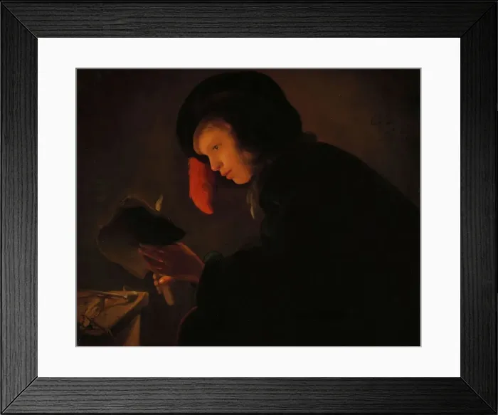 Framed Print : Young Man by Candlelight, 1645. Creator: Christiaan Jansz Dusart Framed Print : Young Man by Candlelight, 1645. Creator: Christiaan Jansz Dusart
