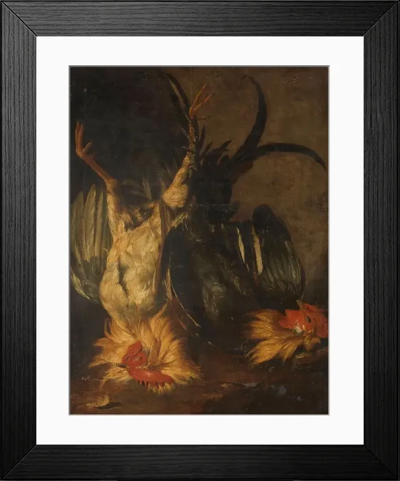 Framed Print : Dead roosters, 1671. Creator: Christoffel Puytlinck Framed Print : Dead roosters, 1671. Creator: Christoffel Puytlinck