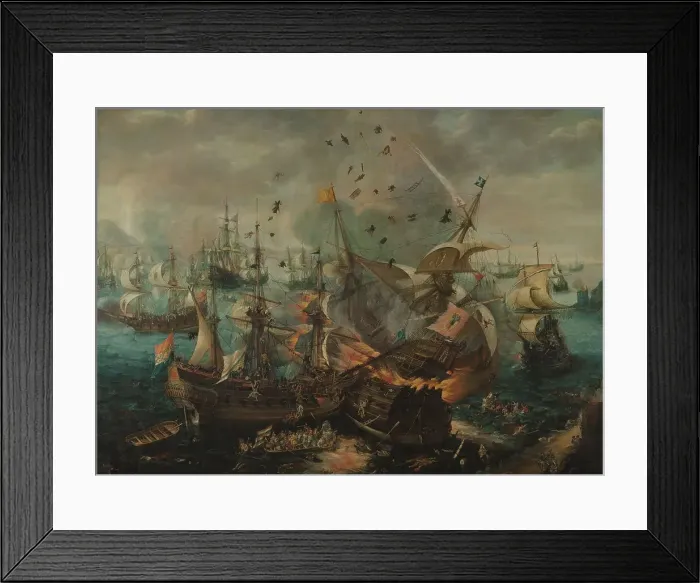 Framed Print : Battle of Gibraltar in 1607, c.1621. Creator: Cornelis Claesz van Wieringen Framed Print : Battle of Gibraltar in 1607, c.1621. Creator: Cornelis Claesz van Wieringen