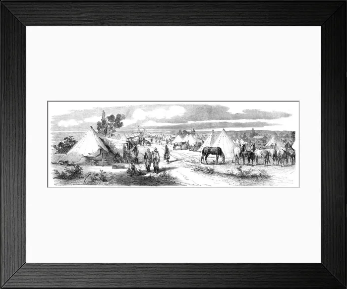 Framed Print : Cavalry quarters at the camp of Chalons - from a drawing by M. Beaucé, 1860. Creator: Unknown Framed Print : Cavalry quarters at the camp of Chalons - from a drawing by M. Beaucé, 1860. Creator: Unknown