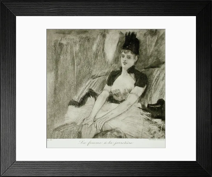 Framed Print : La Coup de la jarretière, between circa 1875 and circa 1880. Creator: Unknown Framed Print : La Coup de la jarretière, between circa 1875 and circa 1880. Creator: Unknown