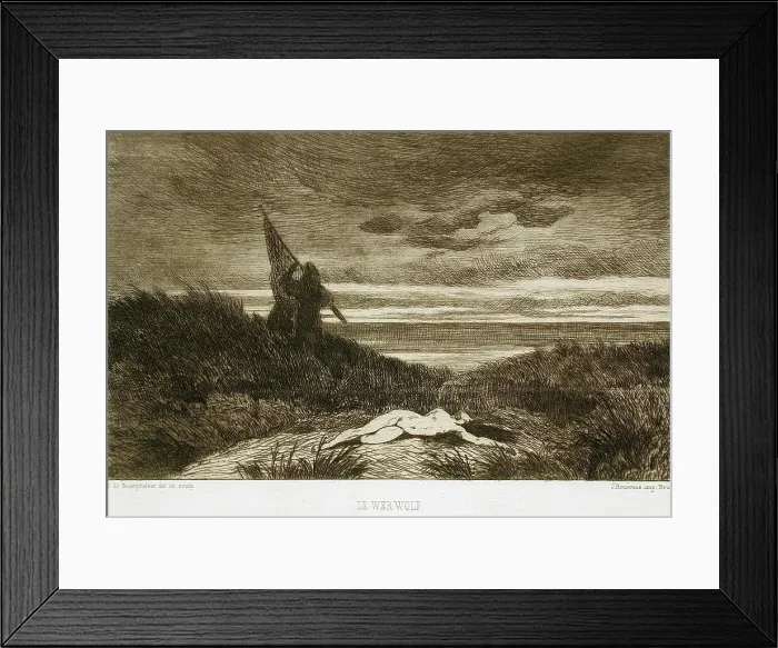 Framed Print : Le Werwolf, 1867. Creator: Félicien Rops Framed Print : Le Werwolf, 1867. Creator: Félicien Rops