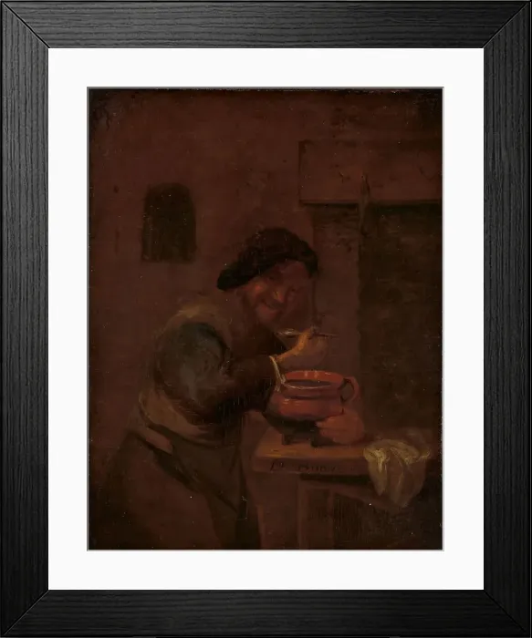 Framed Print : Man Eating from an Earthenware Pot, c.1660-c.1680. Creator: Daniel Boone Framed Print : Man Eating from an Earthenware Pot, c.1660-c.1680. Creator: Daniel Boone