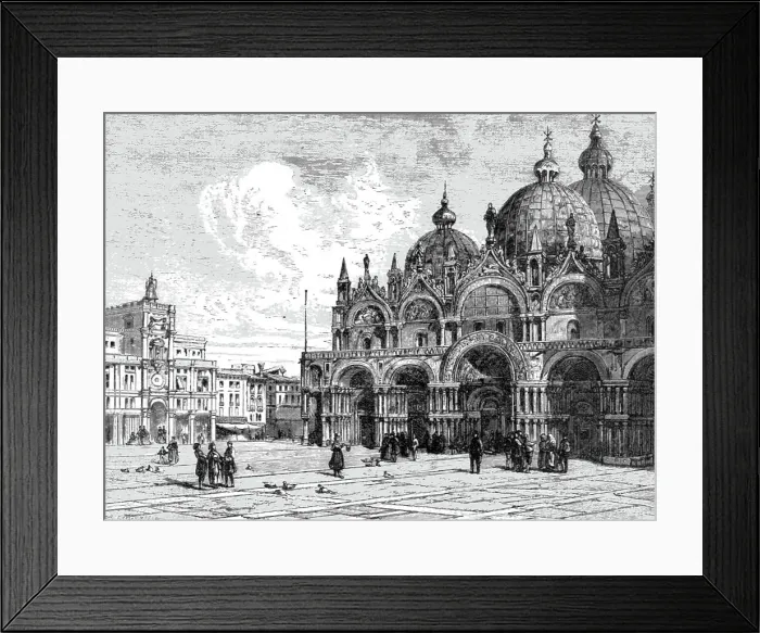 Framed Print : The Basilica of St. Mark, Venice, seen from the Piazza; Venice--Historical and Descriptive, 1875. Creator: Unknown Framed Print : The Basilica of St. Mark, Venice, seen from the Piazza; Venice--Historical and Descriptive, 1875. Creator: Unknown