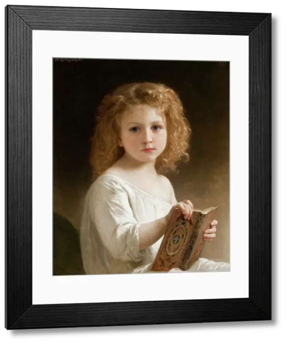 Framed Print : The Story Book, 1877. Creator: William-Adolphe Bouguereau Framed Print : The Story Book, 1877. Creator: William-Adolphe Bouguereau