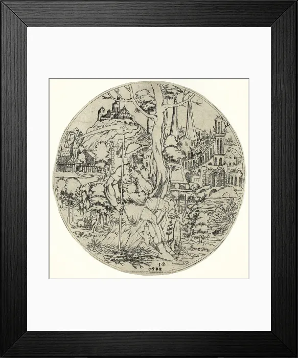 Framed Print : Circular Design with Saturn, 1583. Creator: Jonas Silber Framed Print : Circular Design with Saturn, 1583. Creator: Jonas Silber