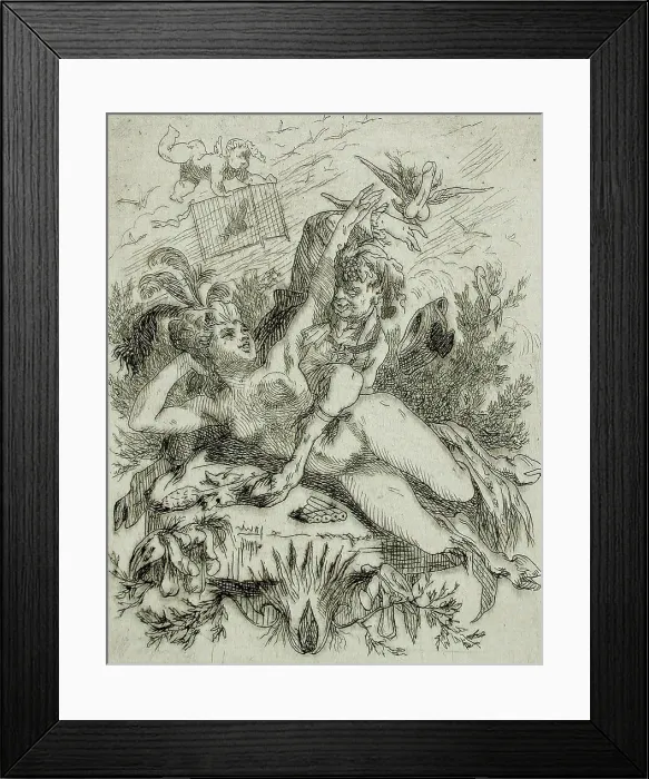Framed Print : La Tentation, 1867. Creator: Félicien Rops Framed Print : La Tentation, 1867. Creator: Félicien Rops