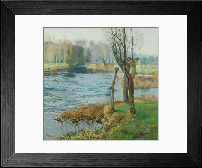 Framed Print : French Landscape with Watercourse. Creator: Gustave Albert Framed Print : French Landscape with Watercourse. Creator: Gustave Albert