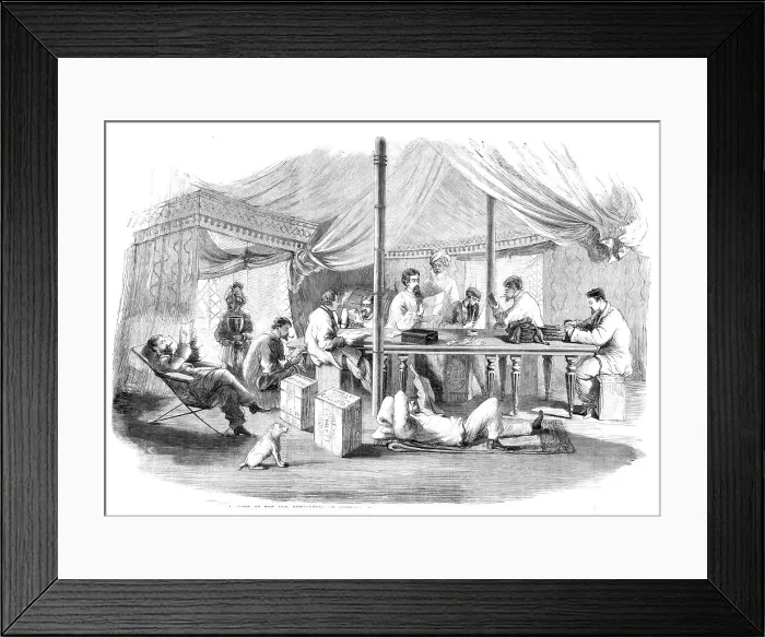 Framed Print : The War in China - tent of the 15th Punjaubees at Pehtang... 1860. Creator: Unknown Framed Print : The War in China - tent of the 15th Punjaubees at Pehtang... 1860. Creator: Unknown