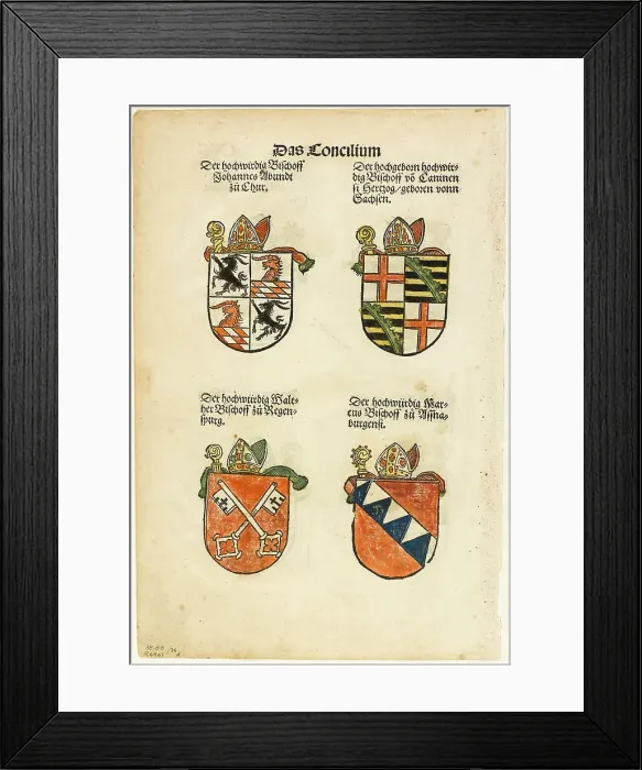Framed Print : Coats of Arms of Bishops (recto and verso) from Das Concilium so zu Constantz... 1937. Creator: Jorg Breu the Elder Framed Print : Coats of Arms of Bishops (recto and verso) from Das Concilium so zu Constantz... 1937. Creator: Jorg Breu the Elder