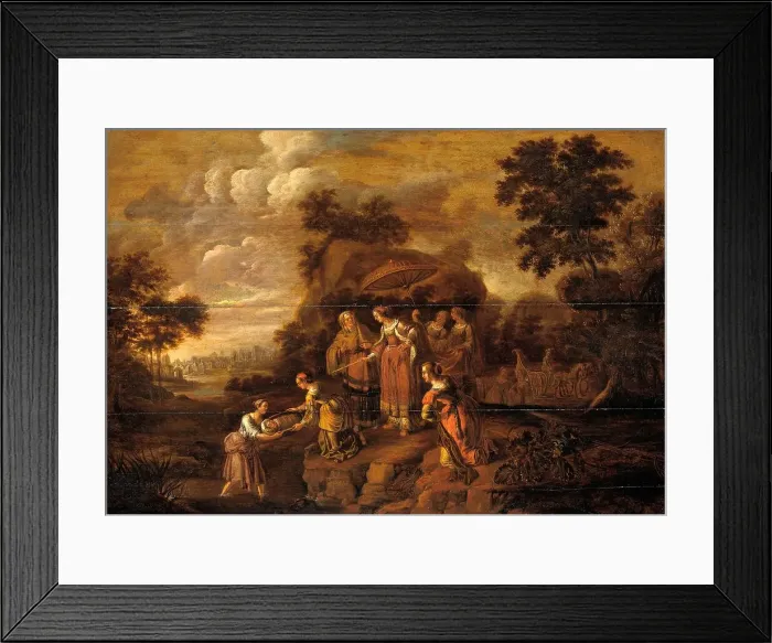 Framed Print : Pharaoh's Daughter Discovers Moses in the Rush Basket, c.1615-c.1630. Creator: Guilliam Dujardin Framed Print : Pharaoh's Daughter Discovers Moses in the Rush Basket, c.1615-c.1630. Creator: Guilliam Dujardin
