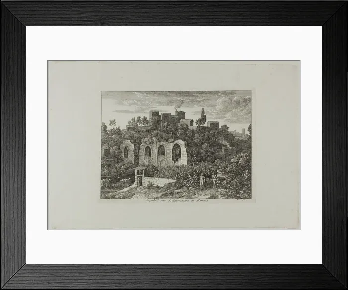 Framed Print : Aqueduct Below the Monastery of St. Bonaventura in Rome, plate ten from Die Römische... 1810. Creator: Joseph Anton Koch Framed Print : Aqueduct Below the Monastery of St. Bonaventura in Rome, plate ten from Die Römische... 1810. Creator: Joseph Anton Koch