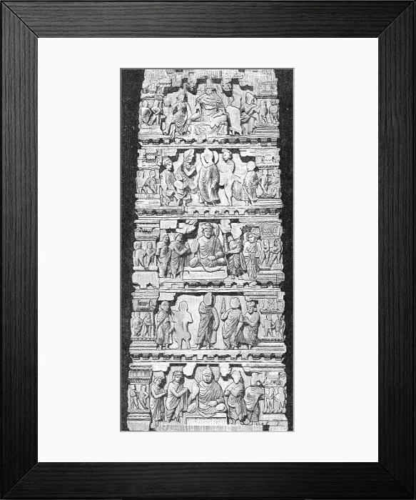 Framed Print : Bas-relief from an Indian Temple; Notes on the Ancient Temples of India, 1875. Creator: Unknown Framed Print : Bas-relief from an Indian Temple; Notes on the Ancient Temples of India, 1875. Creator: Unknown