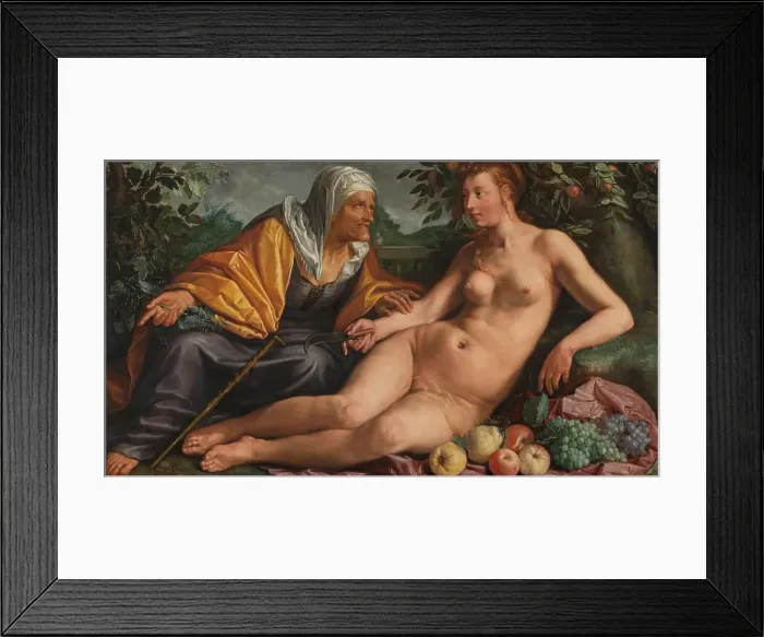 Framed Print : Vertumnus and Pomona, 1613. Creator: Hendrik Goltzius Framed Print : Vertumnus and Pomona, 1613. Creator: Hendrik Goltzius