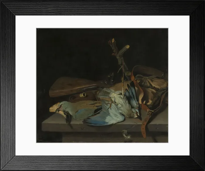 Framed Print : Still life with hunting implements and birds, 1670. Creator: Hendrick ten Oever Framed Print : Still life with hunting implements and birds, 1670. Creator: Hendrick ten Oever