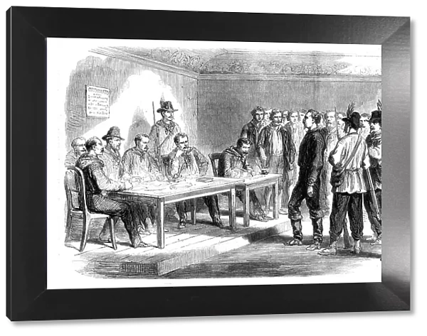 The Revolution in Sicily - trial of the supposed brigand chief, Santomeli, by a council of... 1860. Creator: Unknown