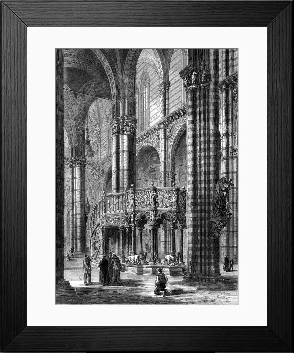 Framed Print : Interior of Sienna Cathedral - the octagon pulpit of white marble, 1860. Creator: Unknown Framed Print : Interior of Sienna Cathedral - the octagon pulpit of white marble, 1860. Creator: Unknown