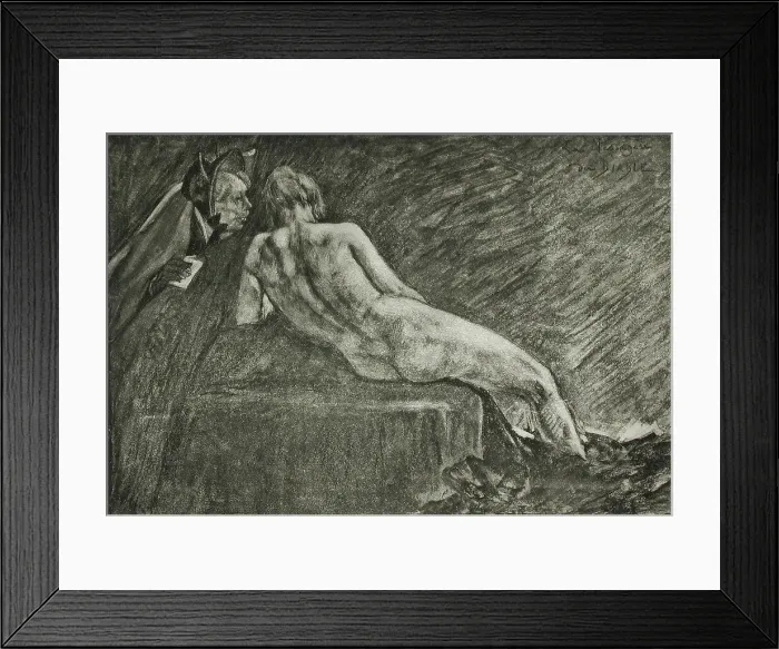 Framed Print : La Messagère du diable, between circa 1880 and circa 1885. Creator: Félicien Rops Framed Print : La Messagère du diable, between circa 1880 and circa 1885. Creator: Félicien Rops
