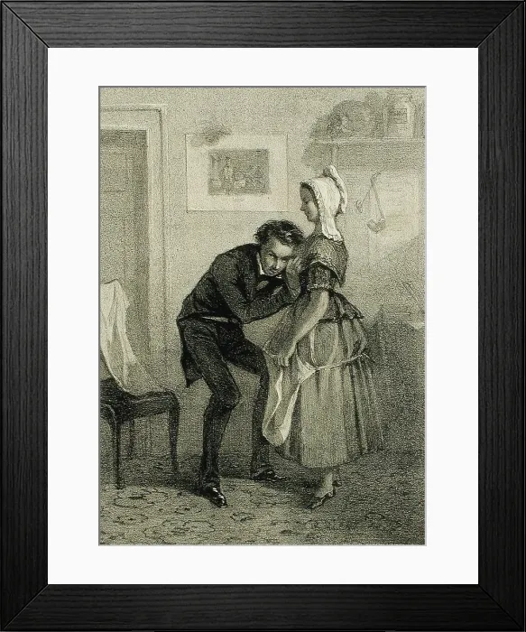 Framed Print : La Premiere auscultation, 1857. Creator: Félicien Rops Framed Print : La Premiere auscultation, 1857. Creator: Félicien Rops