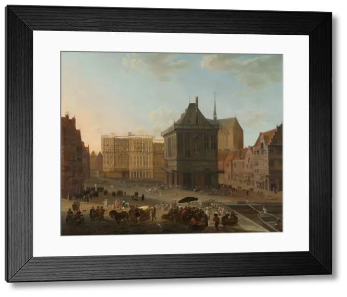 Framed Print : The Dam in Amsterdam with the new Town Hall under Construction, 1652-1689. Creator: Jacob van der Ulft (attributed to) Framed Print : The Dam in Amsterdam with the new Town Hall under Construction, 1652-1689. Creator: Jacob van der Ulft (attributed to)