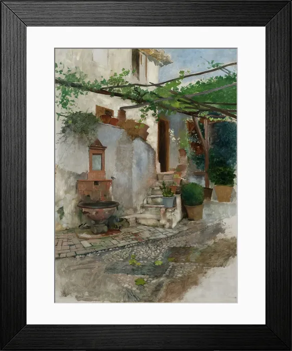 Framed Print : Farm Interior from the South of Spain, late 19th century. Creator: Hugo Birger Framed Print : Farm Interior from the South of Spain, late 19th century. Creator: Hugo Birger