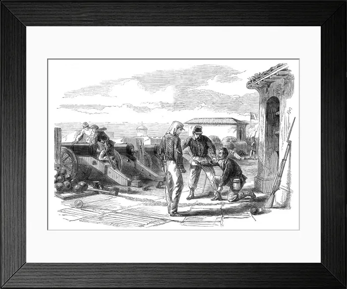 Framed Print : The Revolution in Sicily - discovery of a train leading to the powder magazine at the fort... 1860. Creator: F. J. S