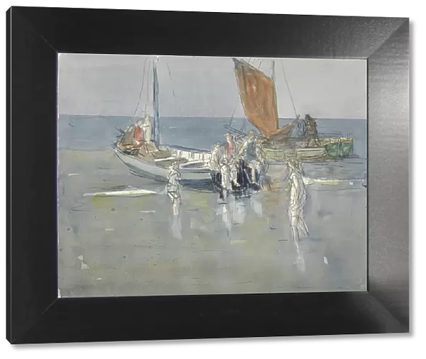 Fishing boats on the beach of Scheveningen, 1874-1927. Creator: Johan Antonie de Jonge