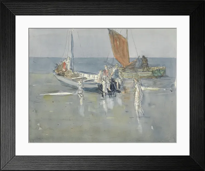 Framed Print : Fishing boats on the beach of Scheveningen, 1874-1927. Creator: Johan Antonie de Jonge Framed Print : Fishing boats on the beach of Scheveningen, 1874-1927. Creator: Johan Antonie de Jonge
