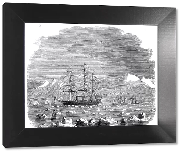 H.M.S. 'Termagant' convoying the gun-boats 'Grappler' and 'Forward' through the Straits... 1860. Creator: Unknown. H.M.S. 'Termagant' convoying the gun-boats 'Grappler' and 'Forward' through the Straits... 1860