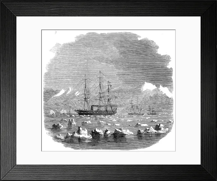Framed Print : H.M.S. Termagant convoying the gun-boats Grappler and Forward through the Straits... 1860. Creator: Unknown. H.M.S. Termagant convoying the gun-boats Grappler and Forward through the Straits... 1860